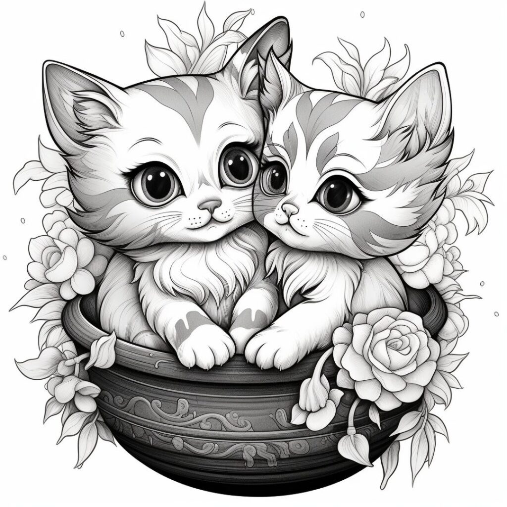 10 Cute Kitten Colouring Pages printable PDF Instant Download coloring