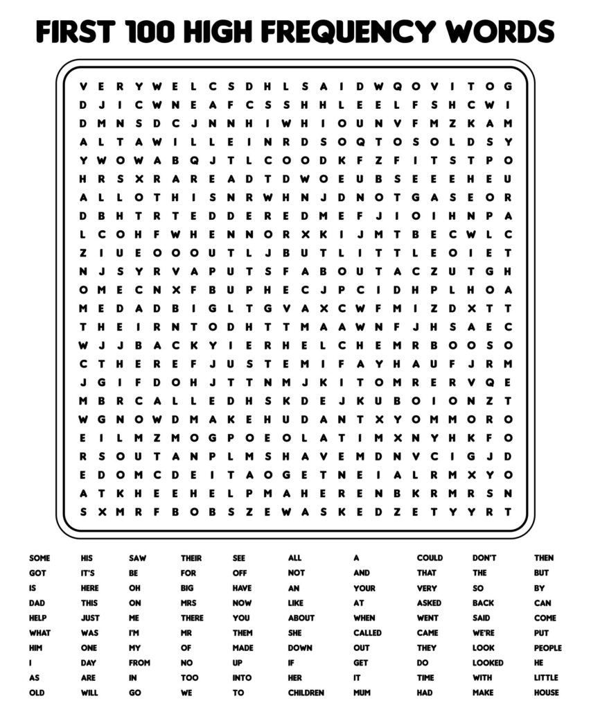 100 Word Printable Word Search Printable Word Searches