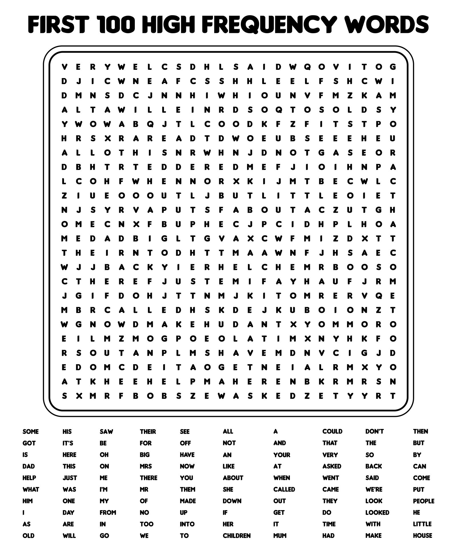 100 Word Printable Word Search Printable Word Searches