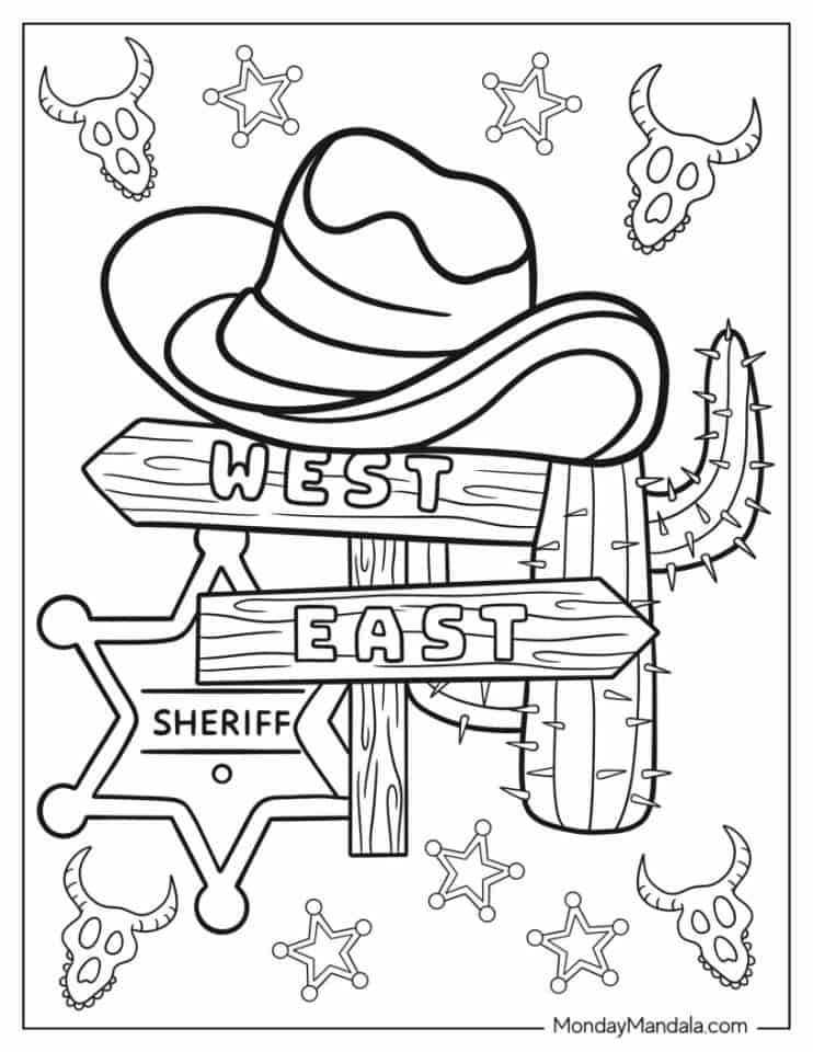 20 Cowboy Coloring Pages Free PDF Printables 