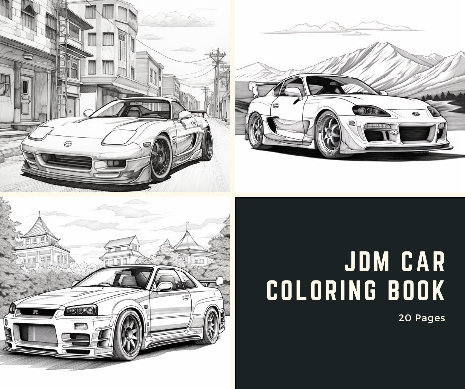 20 JDM Cars Coloring Pages Downloadable PDF Etsy