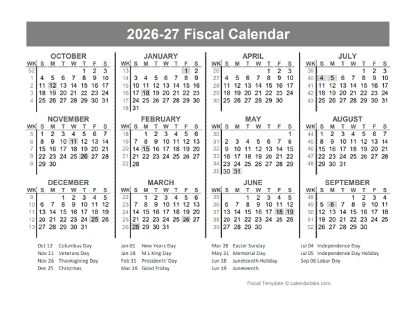 2026 2027 Fiscal Year Quarters Template Free Printable Templates