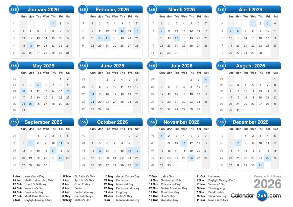 2026 Calendar