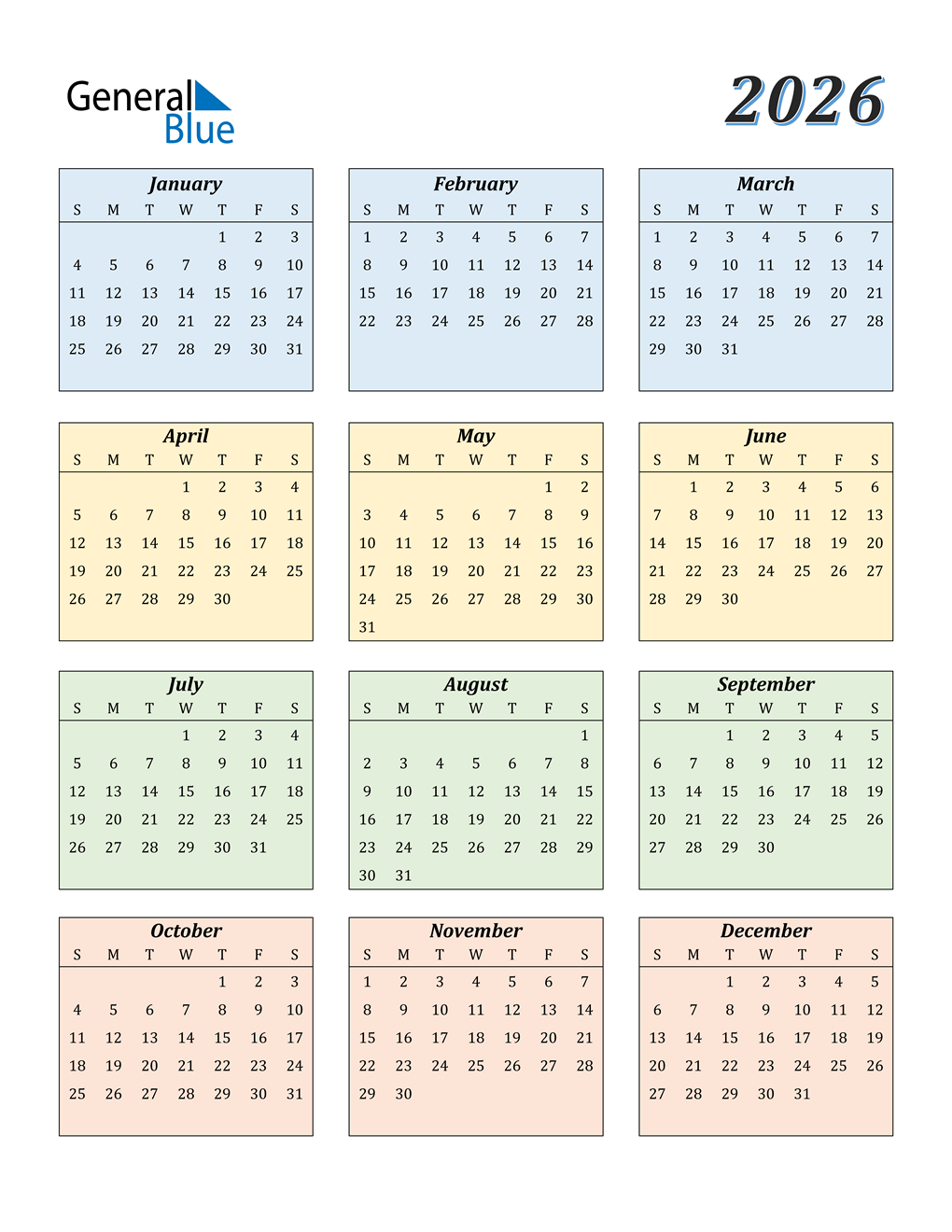 2026 Calendar PDF Word Excel