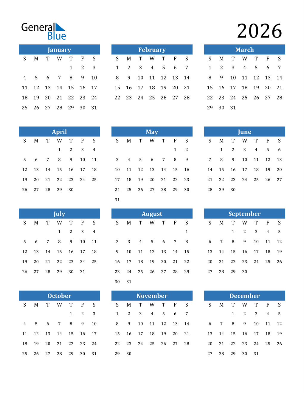 2026 Calendar Printable Printable Templates