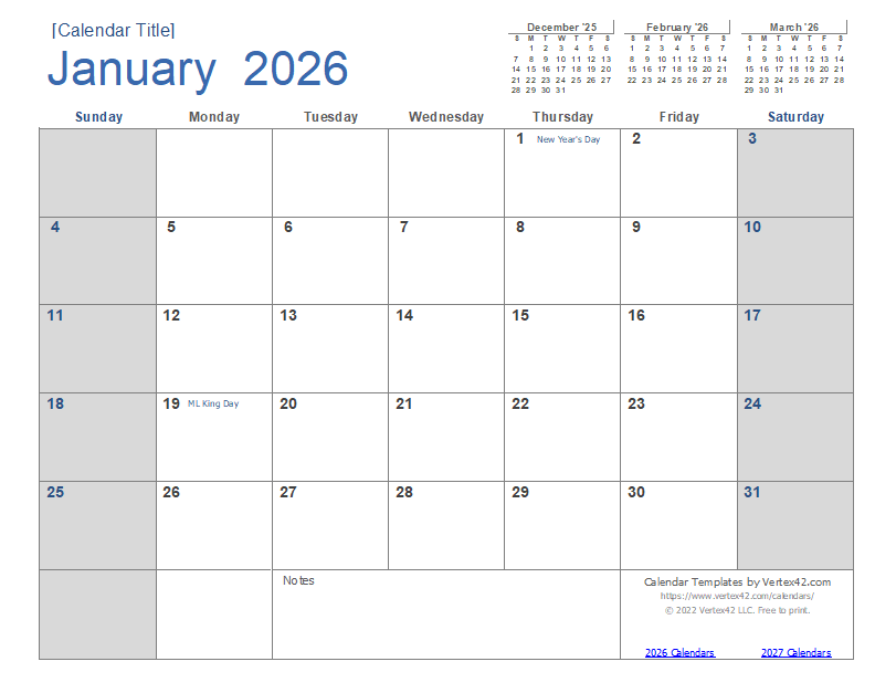 2026 Calendar Templates And Images