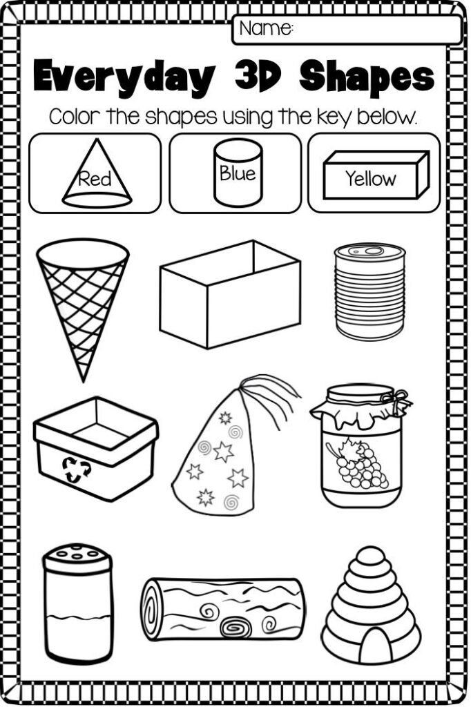 3d Shapes For Kids Printables