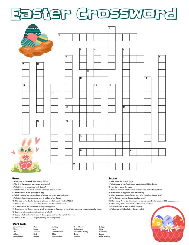 4 Best Easter Printable Crossword Puzzles PDF For Free At Printablee