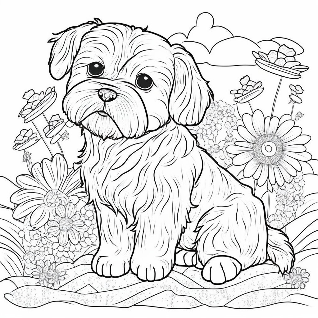 40 Coloring Pages Of Cute Dogs For Children Coloring Pages Etsy