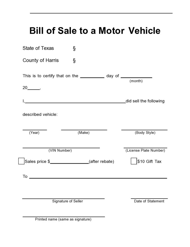 40 Printable Bill Of Sale For A Car Samples Word PDF 