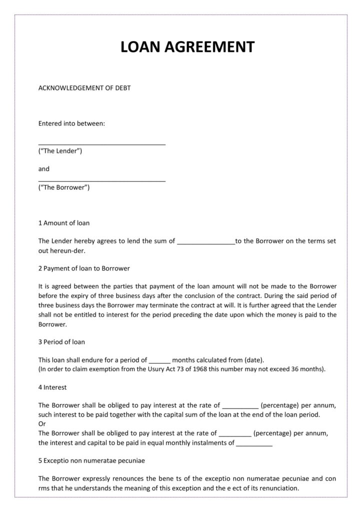 40 Simple Loan Agreement Templates FREE TemplateLab