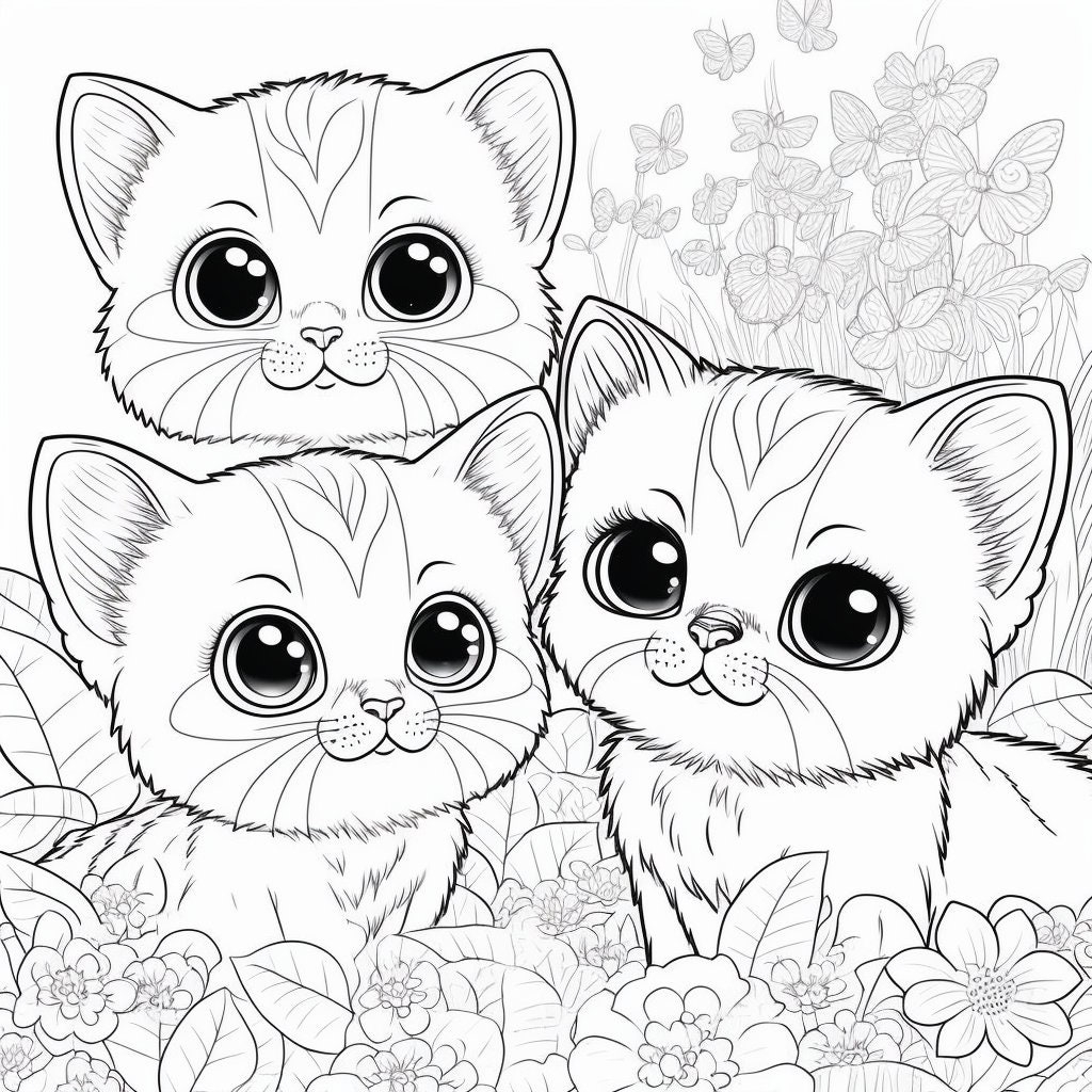 50 Coloring Pages Of Cute Cats For Kids Coloring Pages Etsy