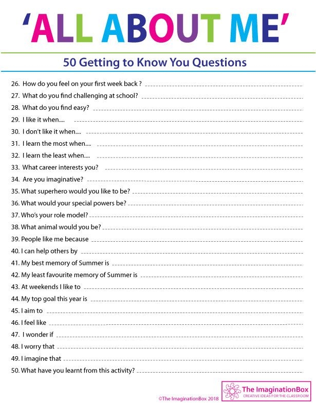 50 Printable Get To Know You Questions