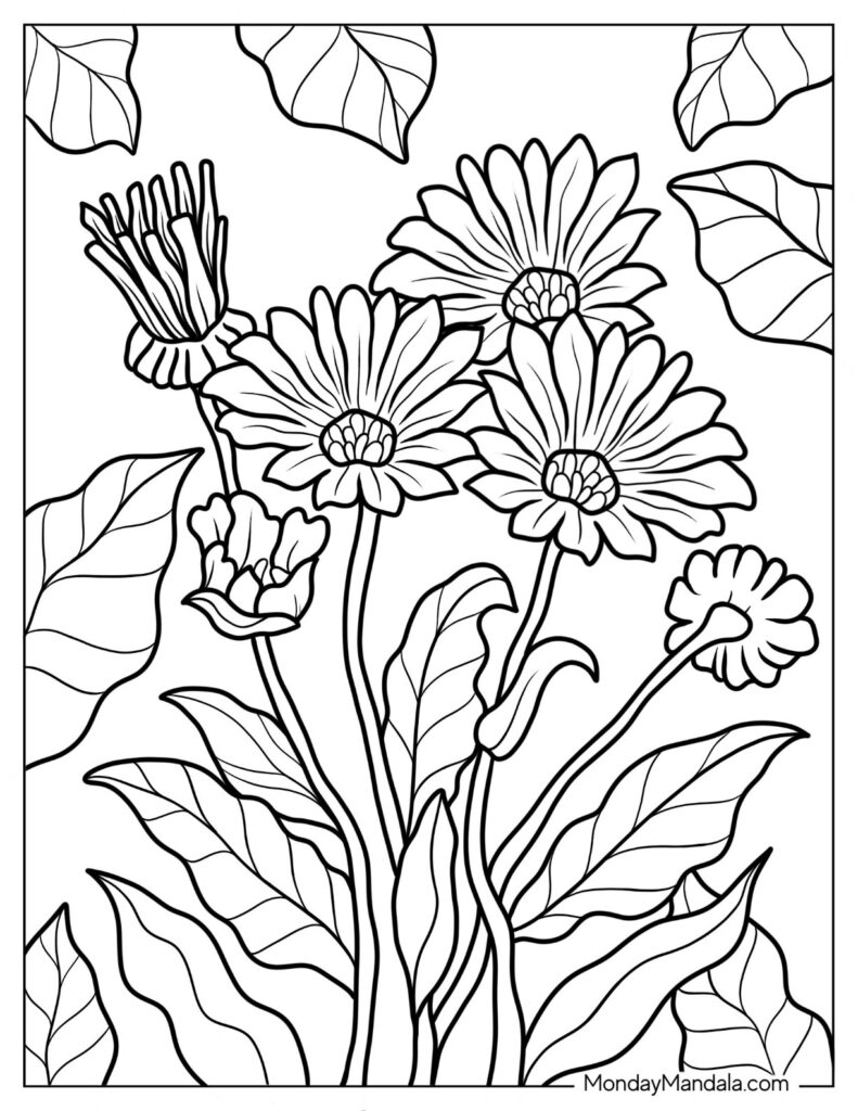 53 Flower Coloring Pages Free PDF Printables