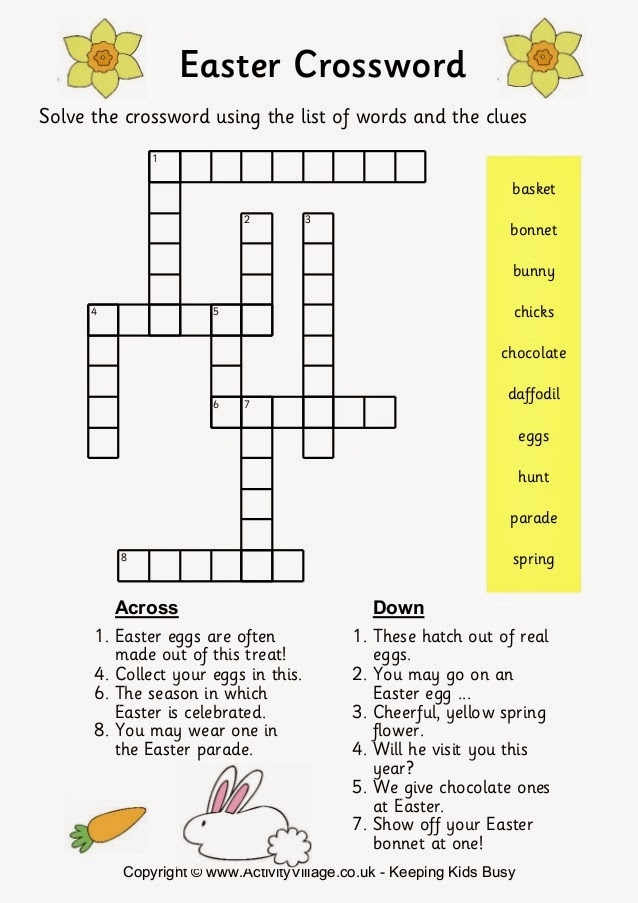 6 Easter Crossword Easy For Kids