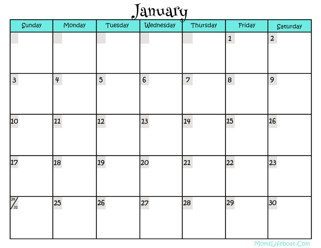 8 X 10 Prinable Blank Monthly Calendar Example Calendar Printable 