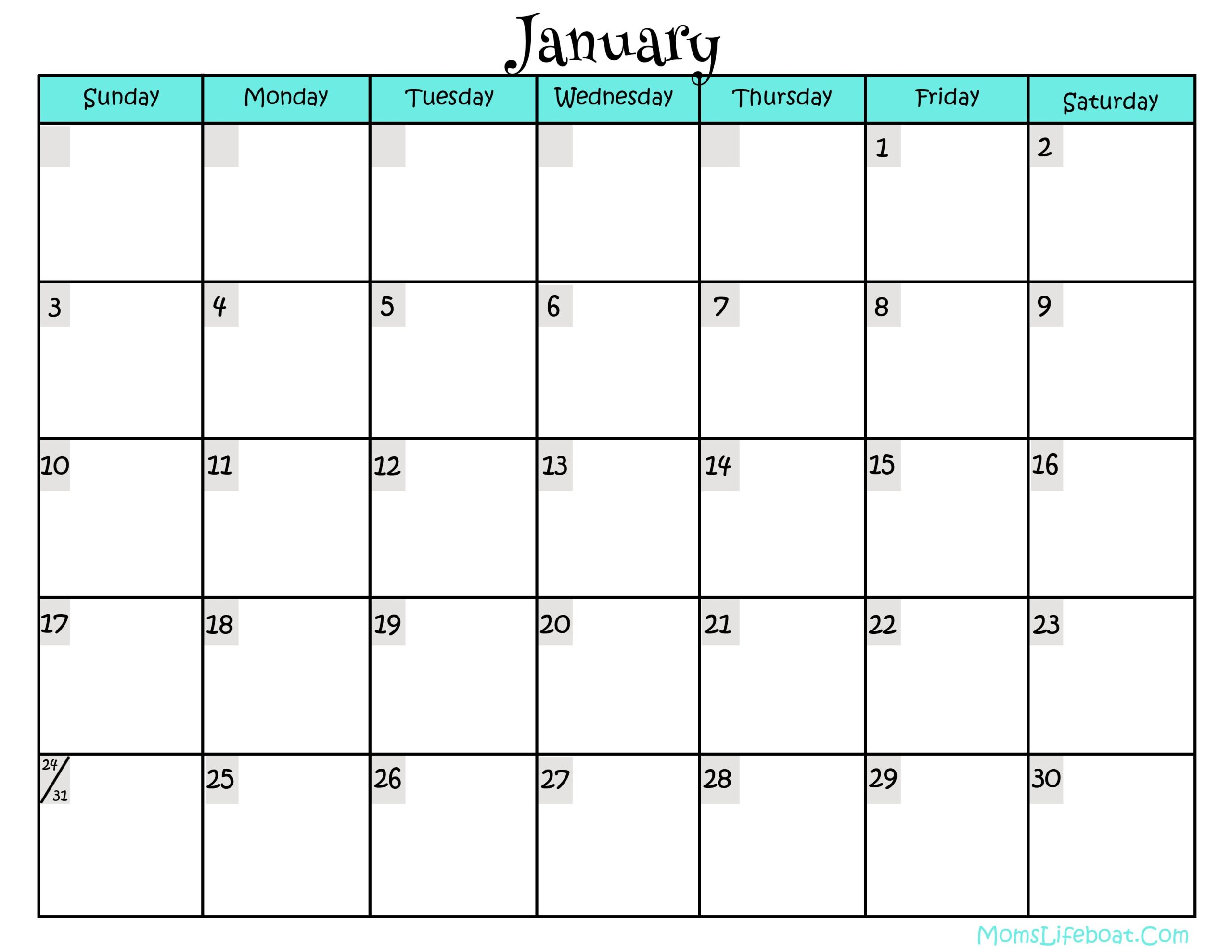 8 X 10 Prinable Blank Monthly Calendar Example Calendar Printable