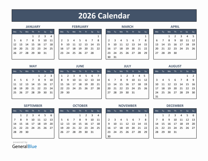 A Comprehensive Guide To The 2026 Calendar Starting The Week On Monday
