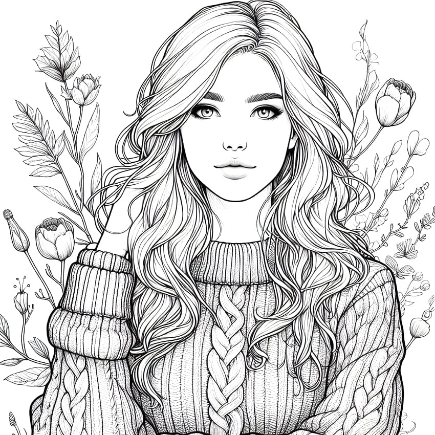 A Lovely Realistic Girl Coloring Page Download Print Or Color Online