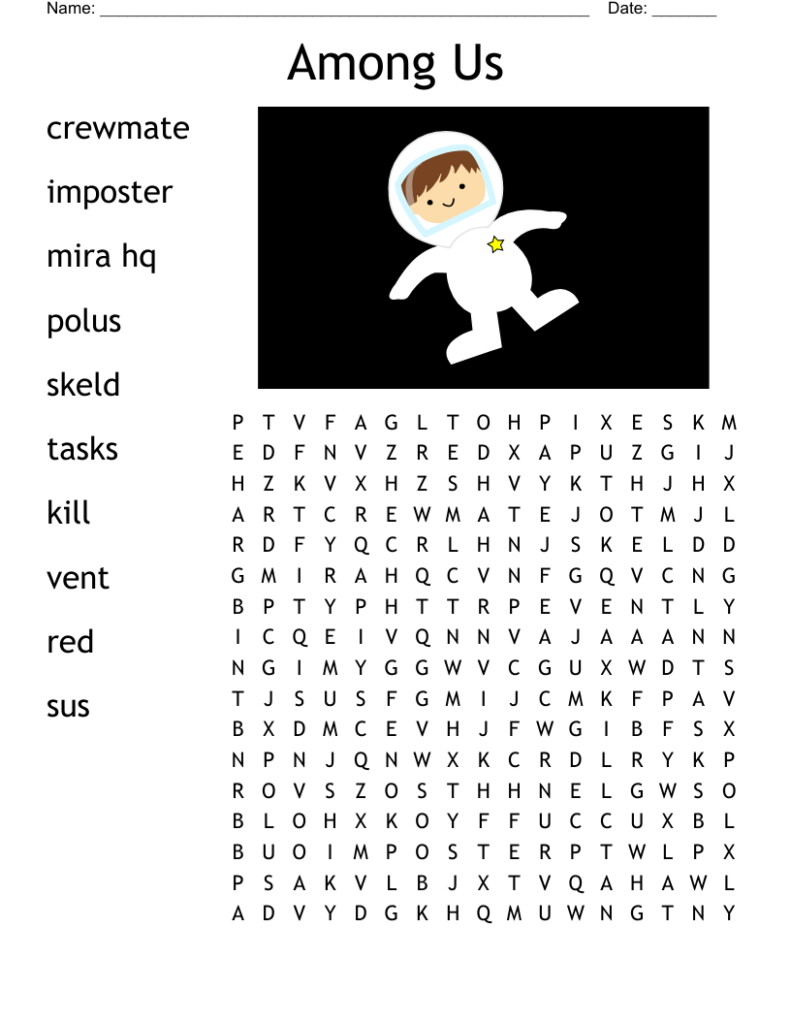 Among Us Word Search Printable Among Us Word Search Among Us Word 