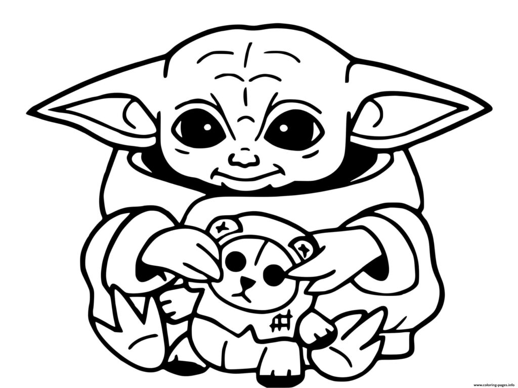 Baby Yoda Mandalorian Jedi Temple Coloring Page Printable