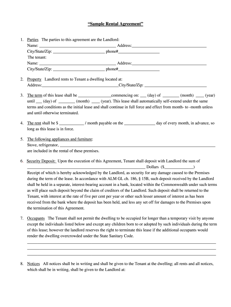 Basic Printable Rental Agreement Form Complete With Ease AirSlate