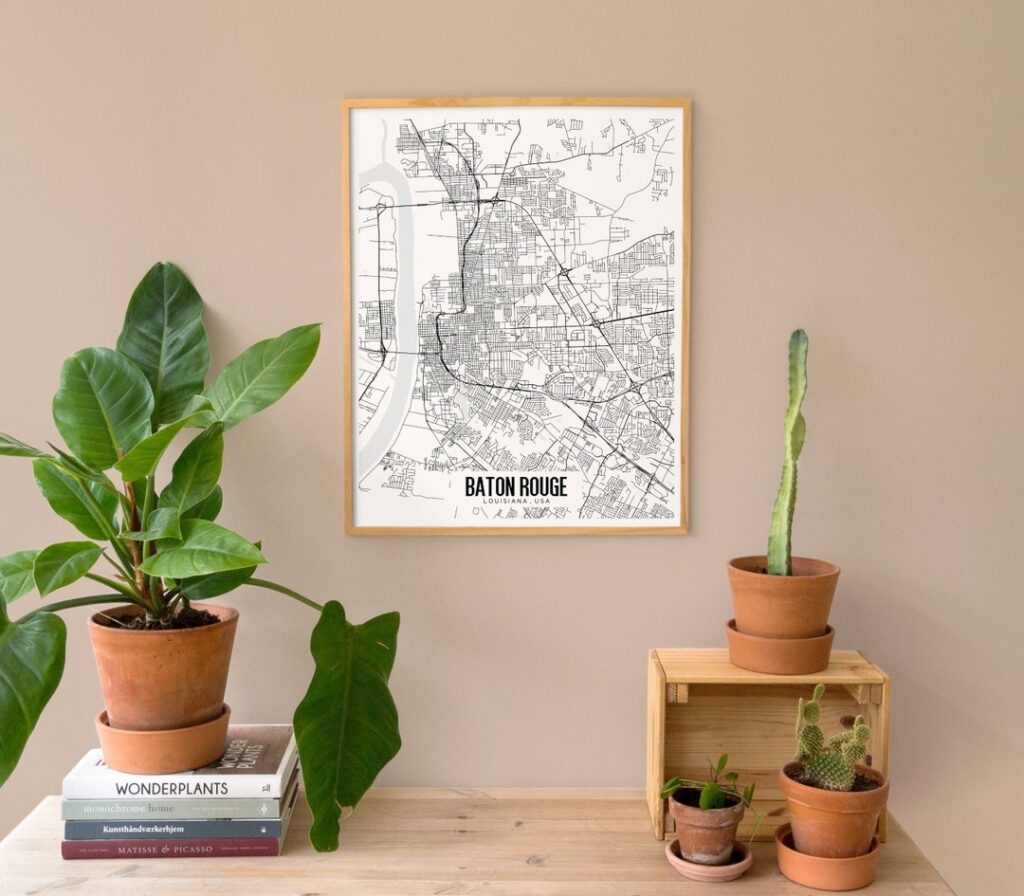 Baton Rouge Map Printable Baton Rouge Map Poster Louisiana Etsy