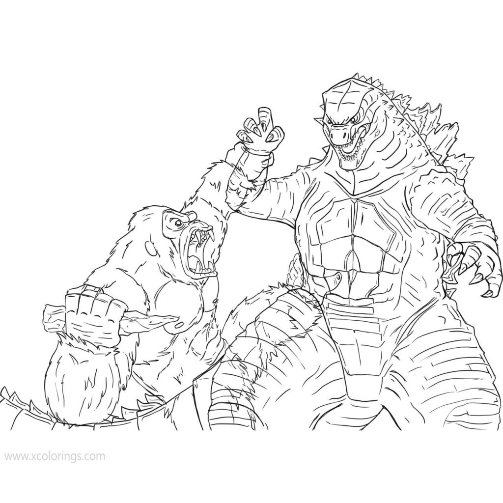 Battle Of Godzilla Vs Kong Coloring Pages XColorings