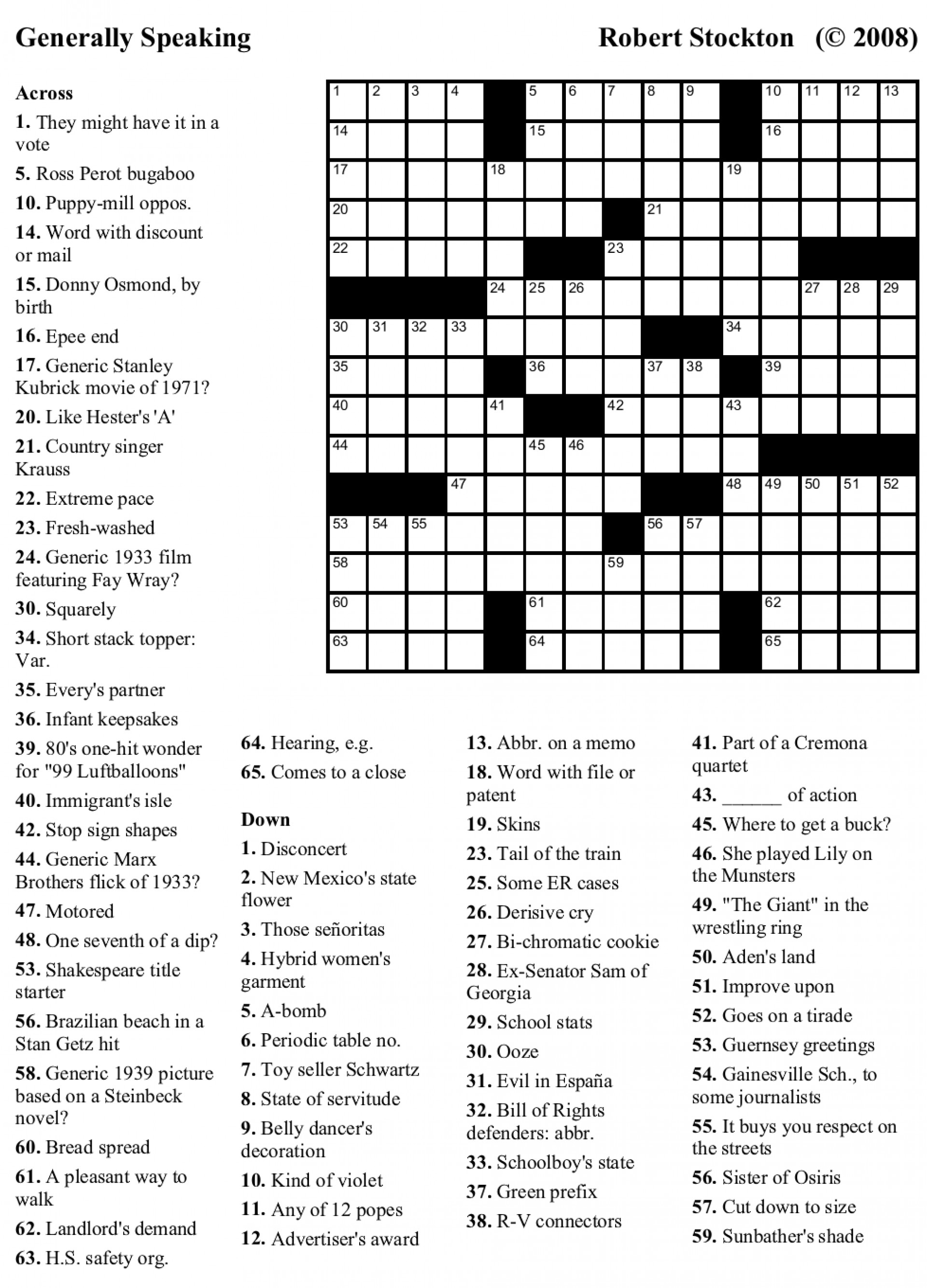 Best Free Printable Crossword Puzzles