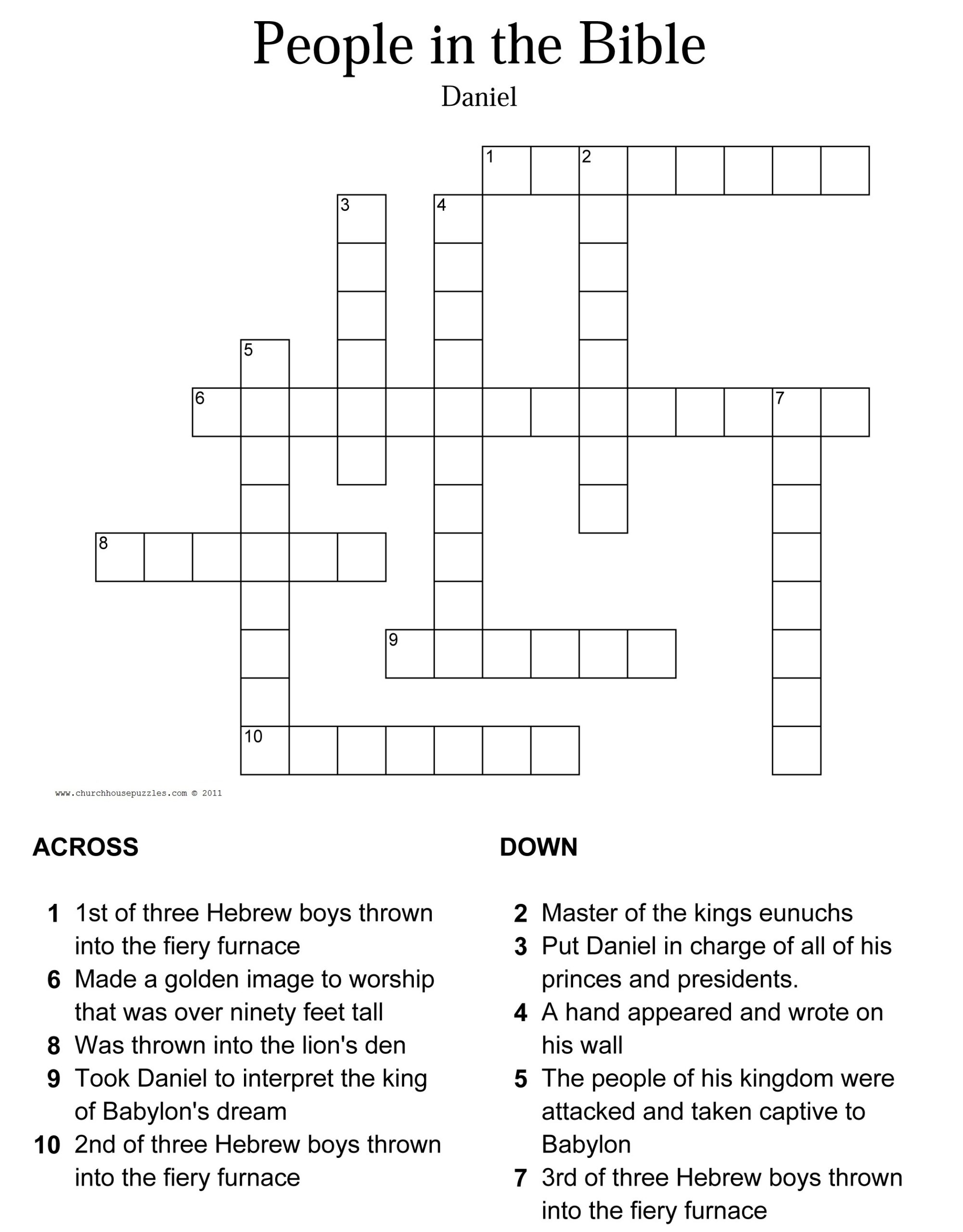 Bible Crossword Puzzle Printable