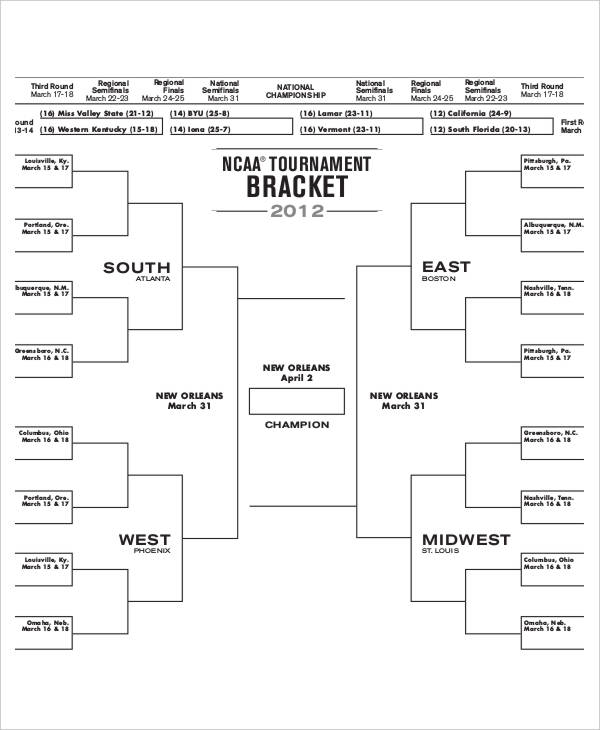 Blank Basketball Brackets Printable