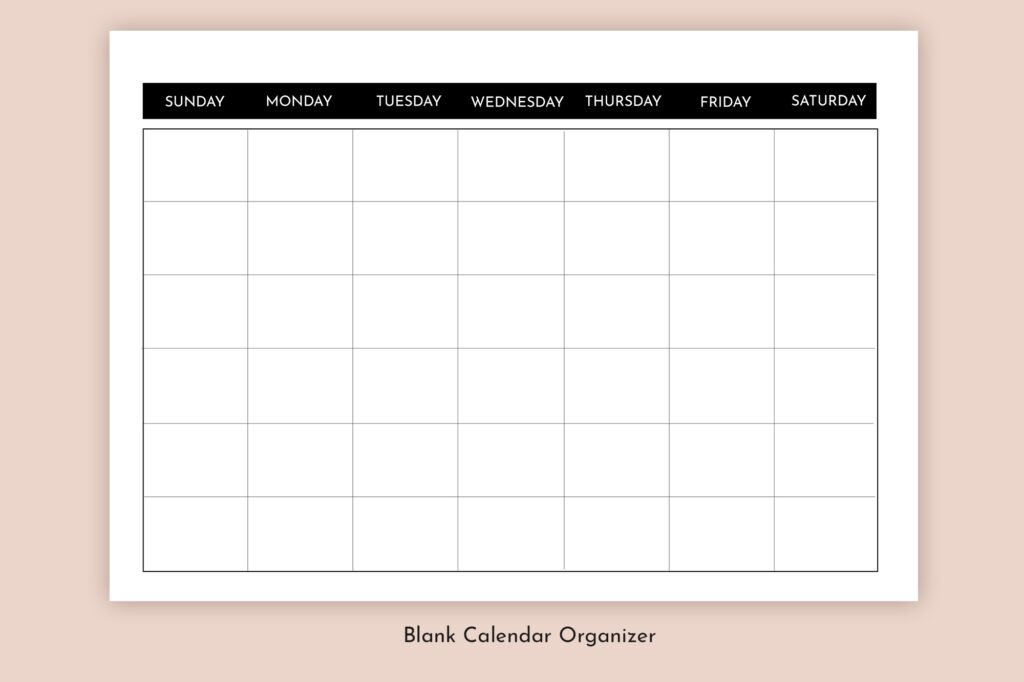 Blank Calendar Calendar Printable JPG PDF