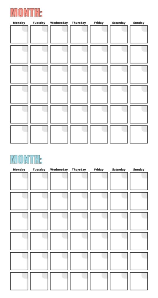 Blank Calendar Grid 16 Free PDF Printables Printablee