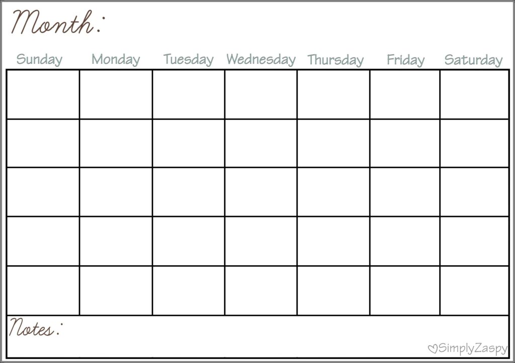 Blank Calendar Grid Printable Example Calendar Printable