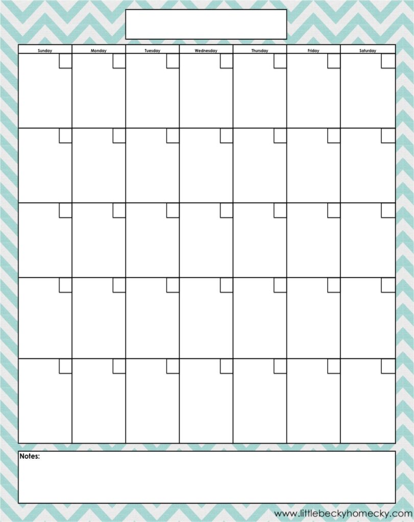 Blank Calendar Printable Template