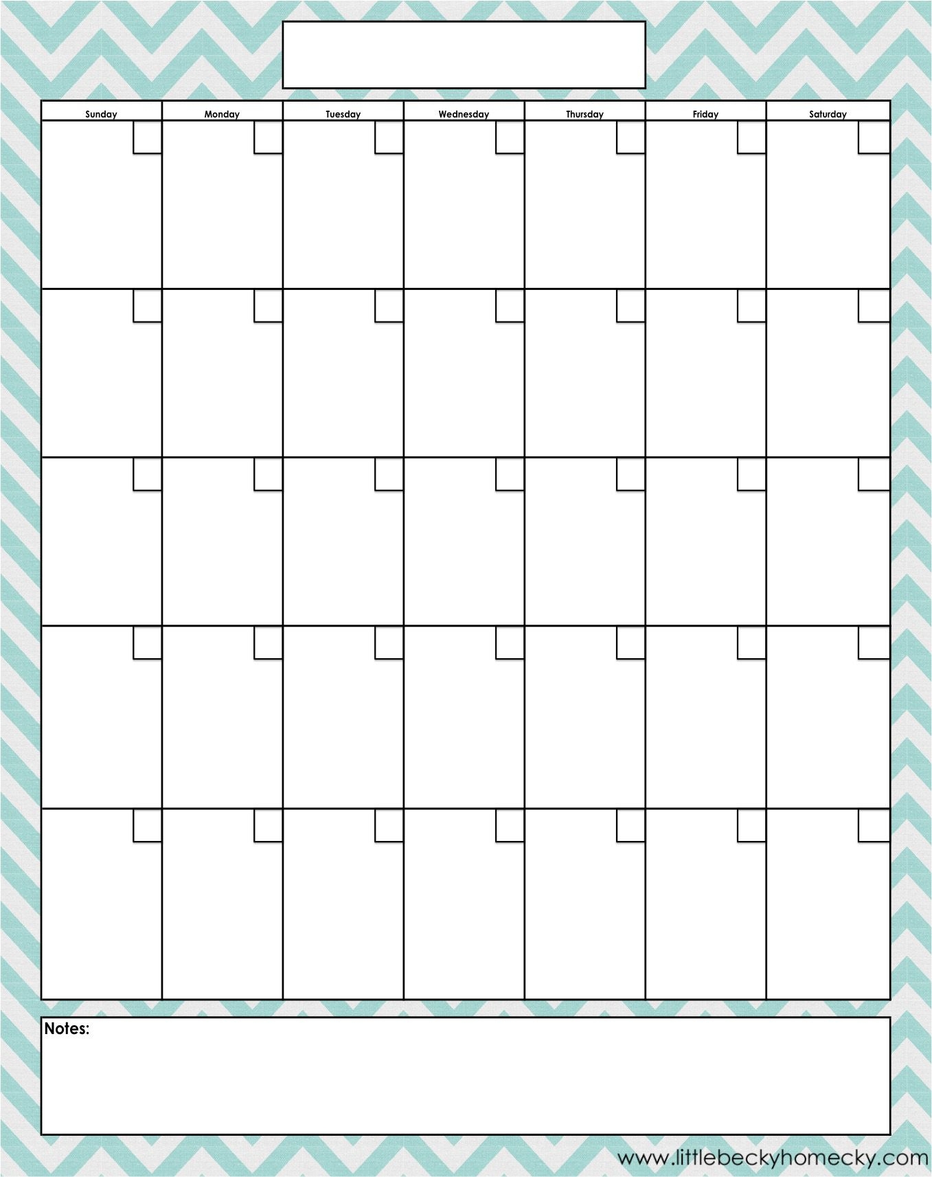 Blank Calendar Printable Template