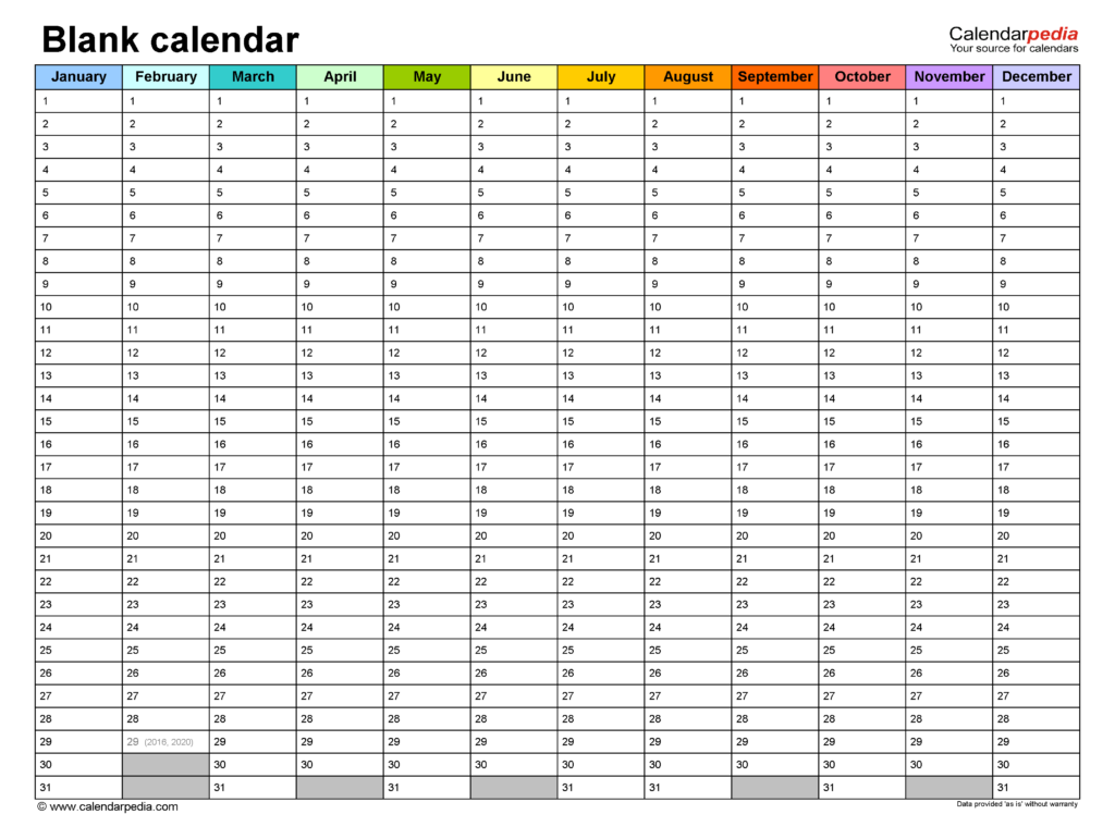 Blank Calendars Free Printable Microsoft Excel Templates