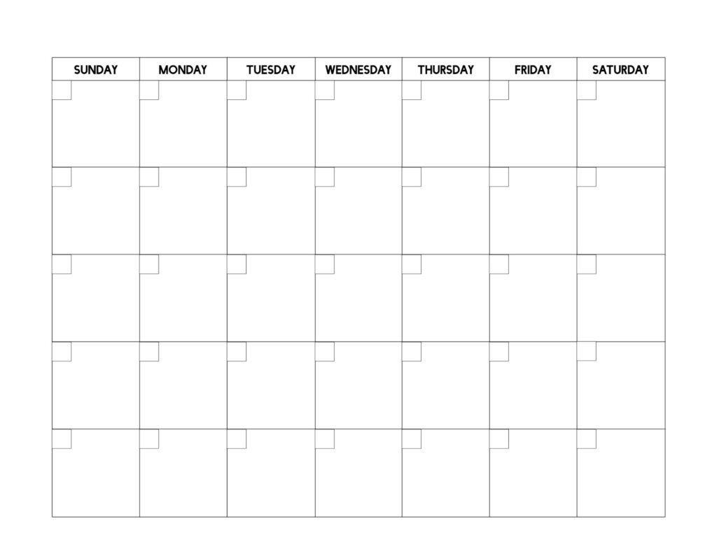 Blank Free Printable Calendar