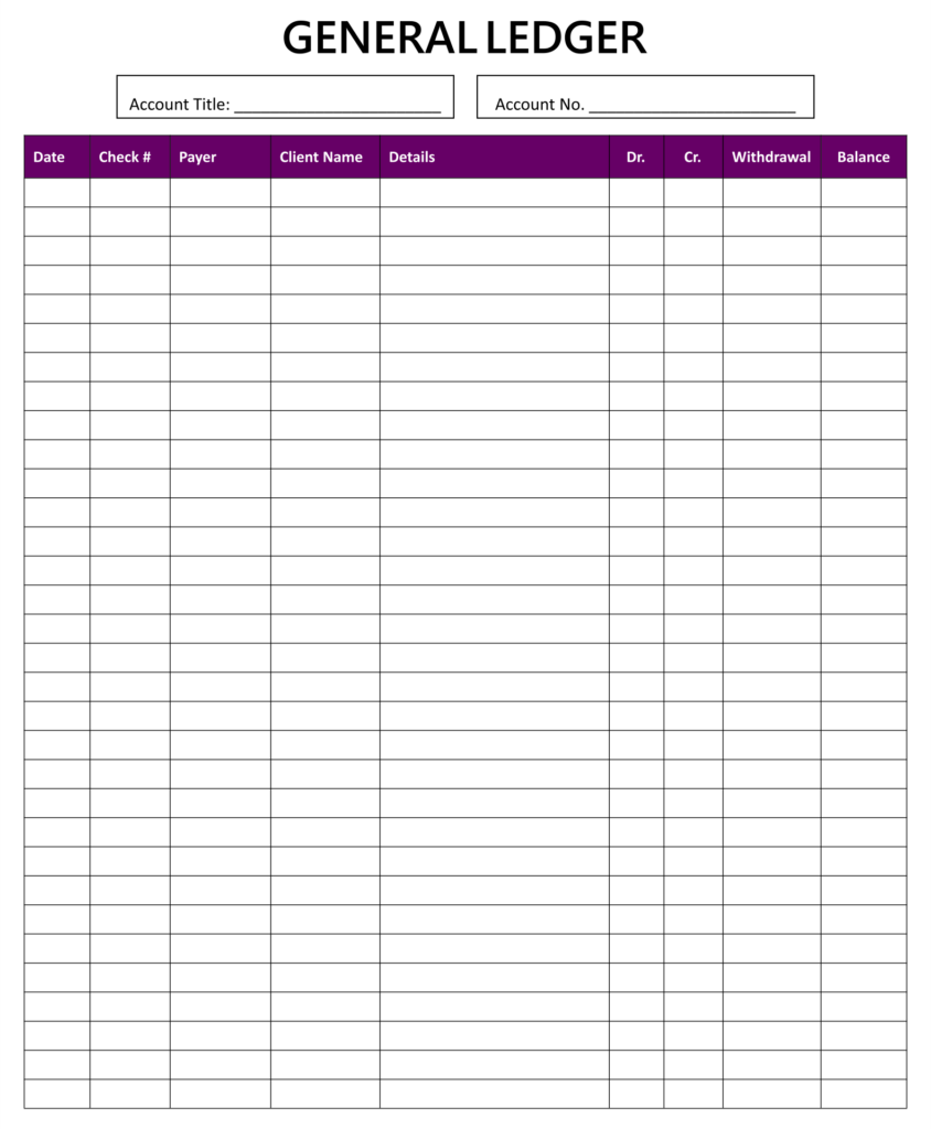 Blank Ledger Sheet 10 Free PDF Printables Printablee