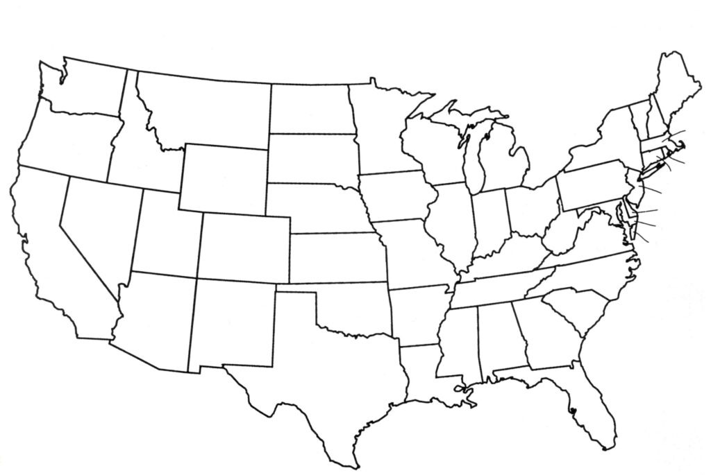 Blank Map Of United States Printable