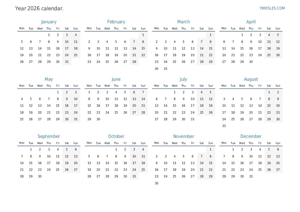 Calendar For 2026 With Holidays In Saudi Arabia Print And Download 