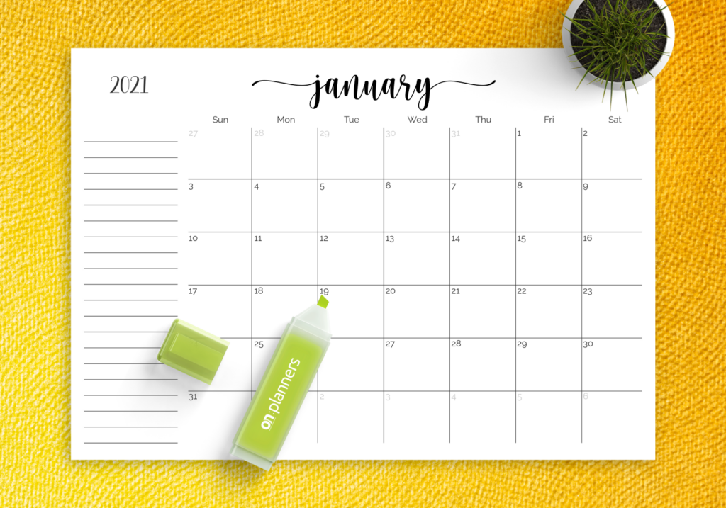 Calendar Template With Notes