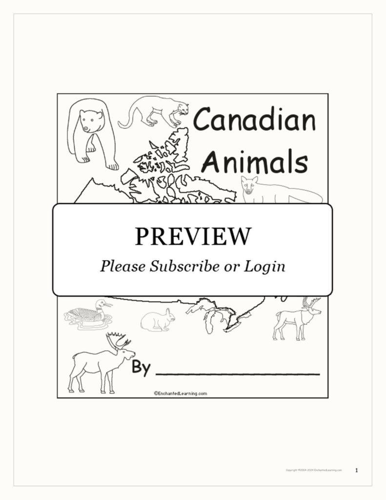 Canadian Animals Printable Book Enchanted Learning