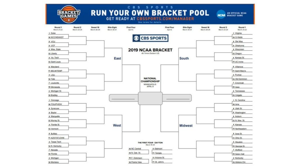 Cbs Ncaa Bracket Printable Francesco Printable