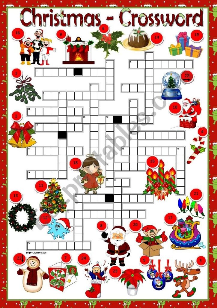 Christmas Crossword Free Printable Pdf