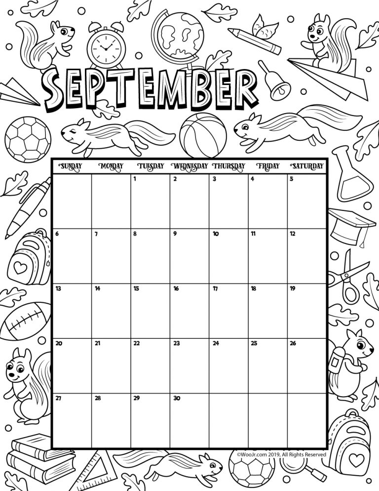 Colorable Printable Calendar Templates Printable Free