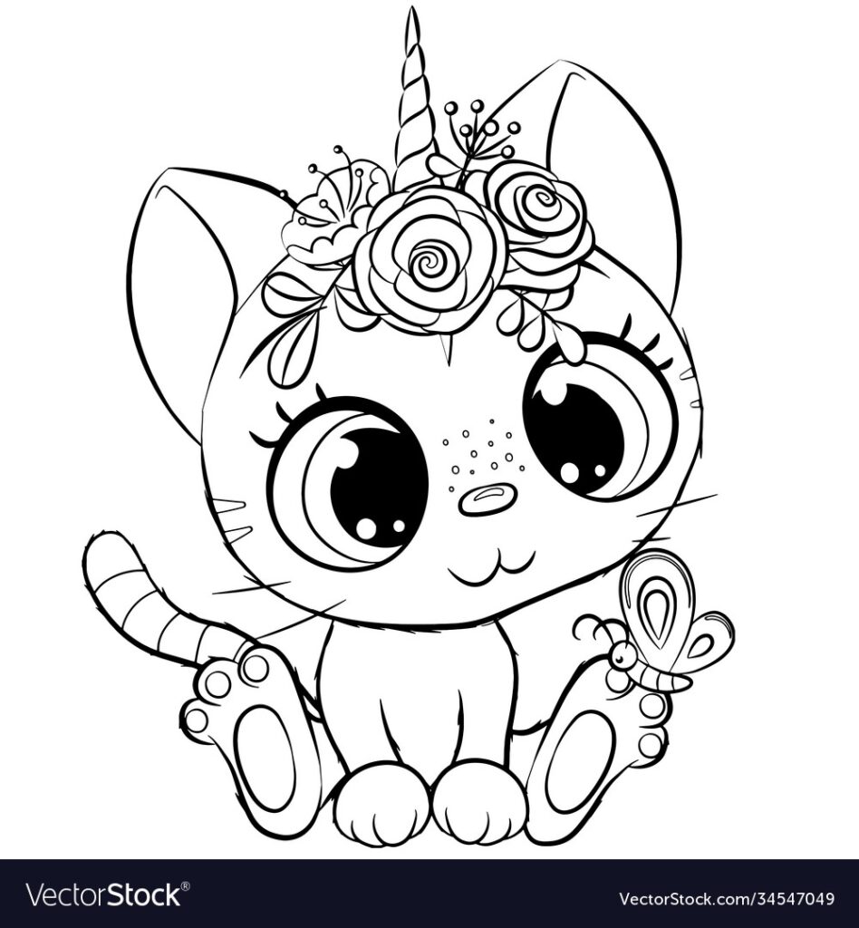 Coloring Pages Printable Unicorn Kitty
