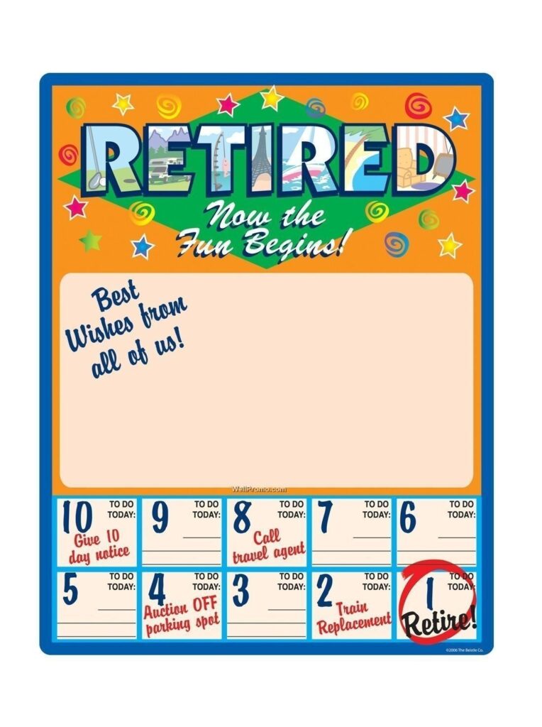 Countdown To Retirement Calendar Printable