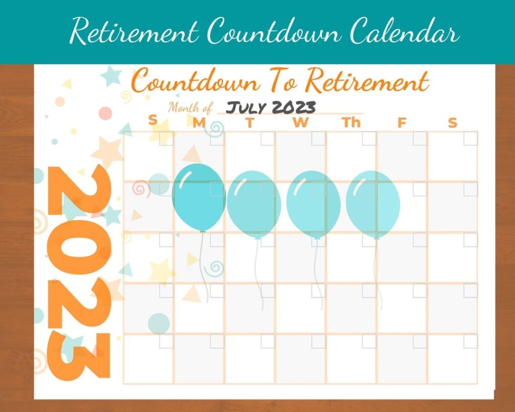 Countdown To Retirement Printable Calendar Fun Way To Count The Days 