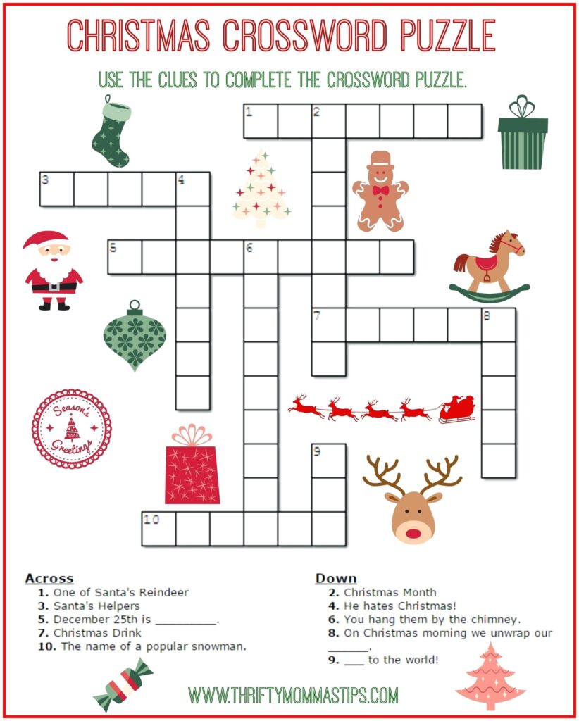 Crossword Puzzle 3rd Grade Printable